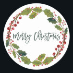 Merry Christmas Spa Soy Candle Melt Classic Round Sticker<br><div class="desc">This sticker is to go on the pots of homemade or handmade lip balms,  spa and beauty products,  and soy wax creations you have lovingly made for your family and friends as gifts at Christmas time. The design features Holly,  mistletoe and sprigs of festive berries.</div>