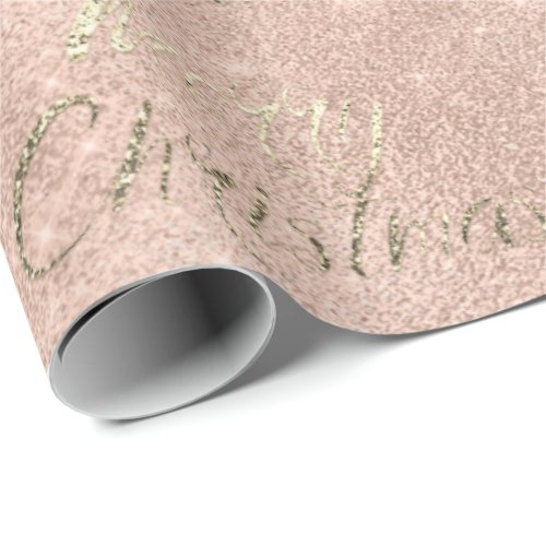 Merry Christmas Spark  Rose Gold Glitter Spark Wrapping Paper