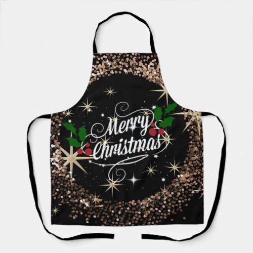 Merry Christmas sparkle and glitter Apron