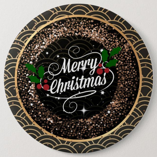 Merry Christmas, sparkle and glitter,  Button (Front)