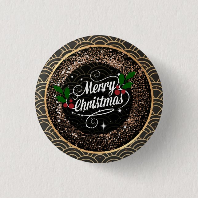 Merry Christmas, sparkle and glitter, Button (Front)