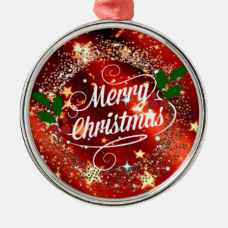 Merry Christmas, sparkle and glitter Metal Ornament