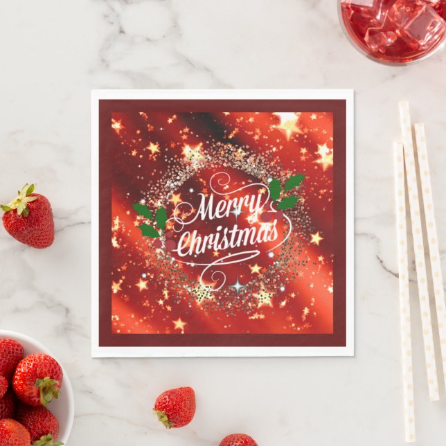 Merry Christmas sparkle and glitter Napkins (Insitu)