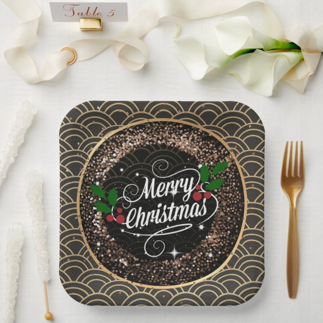 Merry Christmas, sparkle and glitter,   Paper Plat Paper Plates (Wedding)
