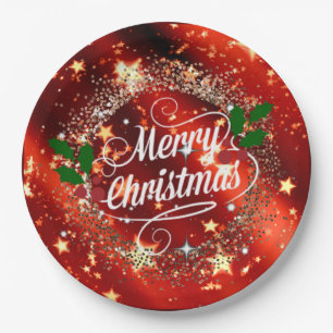 Merry Christmas sparkle and glitter Paper Plates