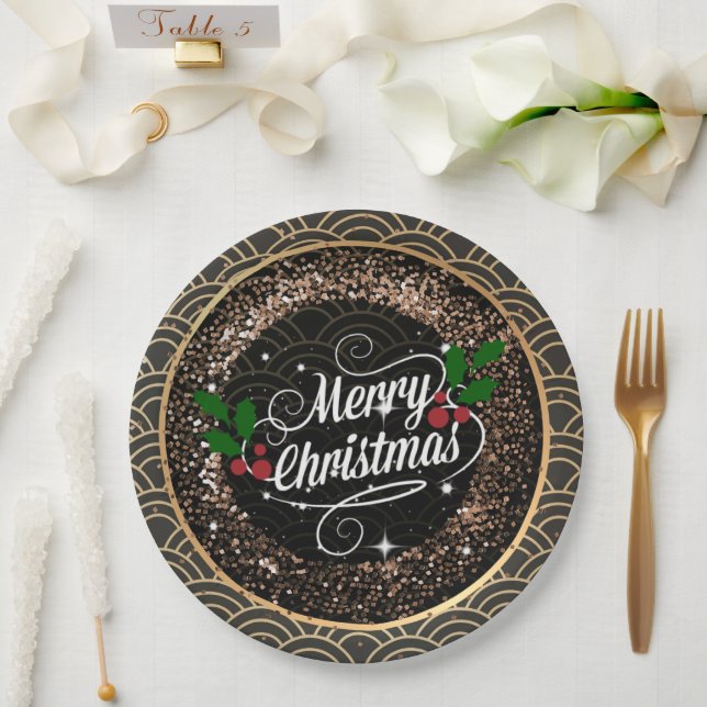 Merry Christmas, sparkle and glitter, Paper Plates (Wedding)