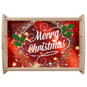 Merry Christmas, sparkle and glitter Serving Tray