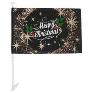 Merry Christmas, sparkle and shine Car Flag