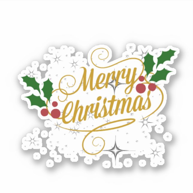 Merry Christmas sparkle and shine gold text Sticker (Front)