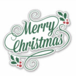 Merry Christmas sparkle and shine green text Sticker<br><div class="desc">Merry Christmas sparkle and shine,  green text design</div>