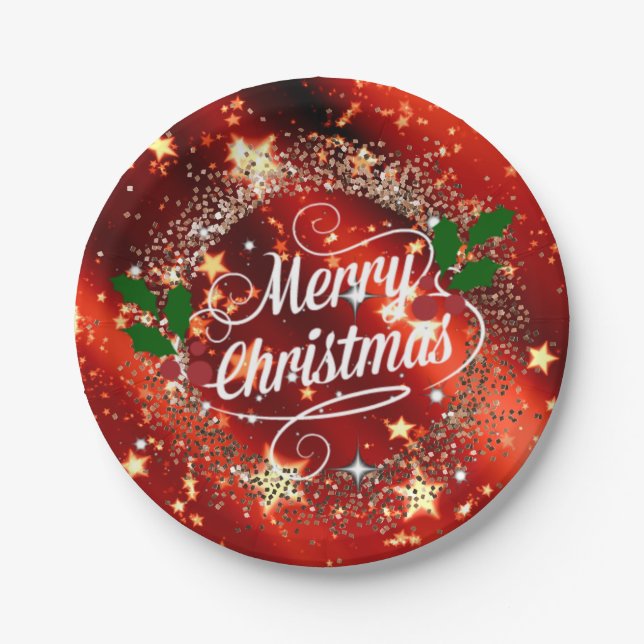 Merry Christmas sparkle and shine  Paper Plates (Front)
