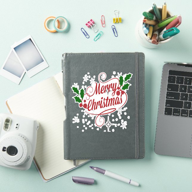 Merry Christmas sparkle and shine red text Sticker (iPad Cover)
