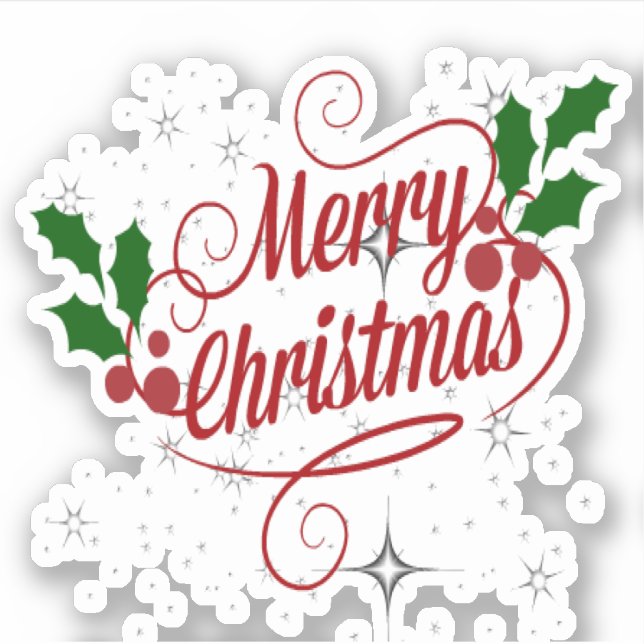Merry Christmas sparkle and shine red text Sticker (Front)