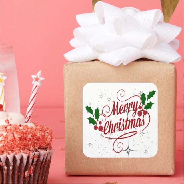 Merry Christmas sparkle and shine Square Sticker (Party)