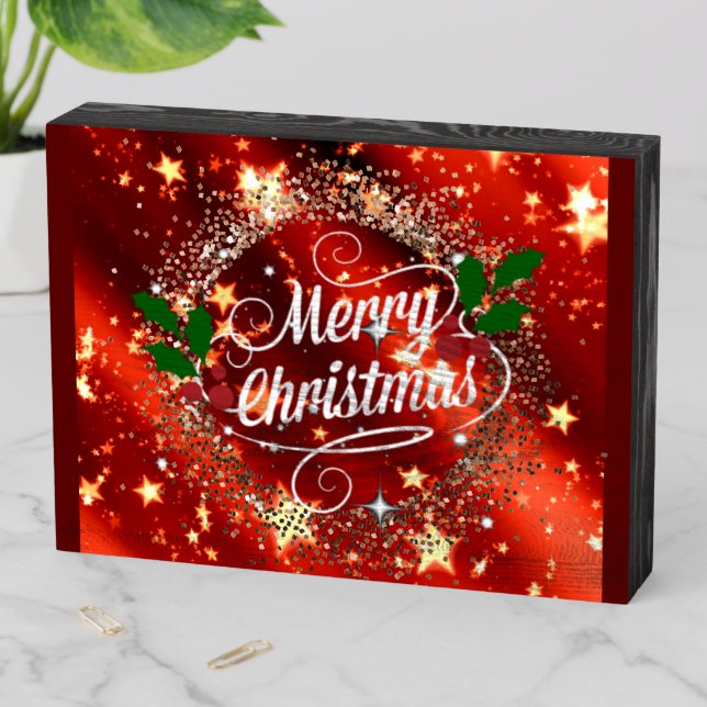 Merry Christmas, sparkle and shine Wooden Box Sign (In Situ Horizontal)