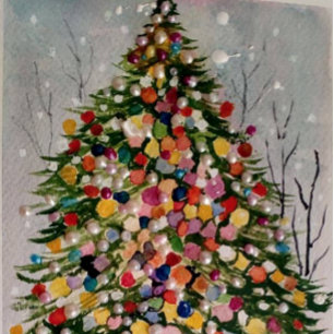 Merry Christmas sparkle Christmas green tree Silver Plated Banner Ornament