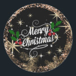 Merry Christmas, sparkle, glitter and shine,  Classic Round Sticker<br><div class="desc">Merry Christmas,  sparkle,  glitter and shine</div>