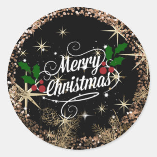 Merry Christmas, sparkle, glitter and shine, Classic Round Sticker