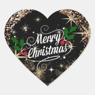 Merry Christmas, sparkle, glitter and shine, Heart Sticker