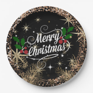 Merry Christmas, sparkle, glitter and shine, Paper Plates