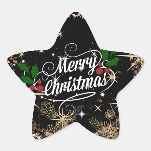 Merry Christmas, sparkle, glitter and shine, Star Sticker (Front)