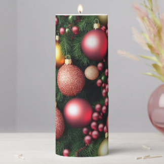 Merry Christmas Sparkle Pillar Candle