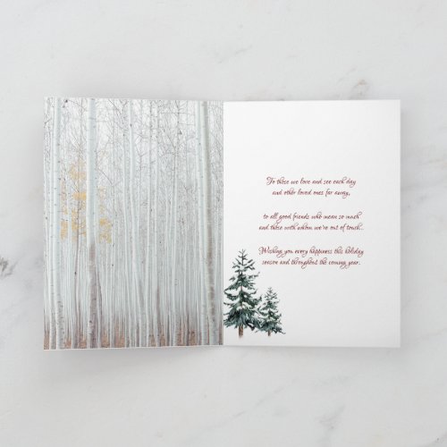 Merry Christmas Sparkle Snowflakes Pine Trees  Holiday Card