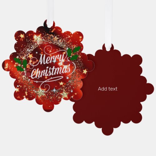 Merry Christmas sparkle TEMPLATE Ornament Card
