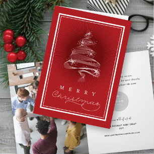 Merry Christmas Sparkling Christmas Tree Business Holiday Card