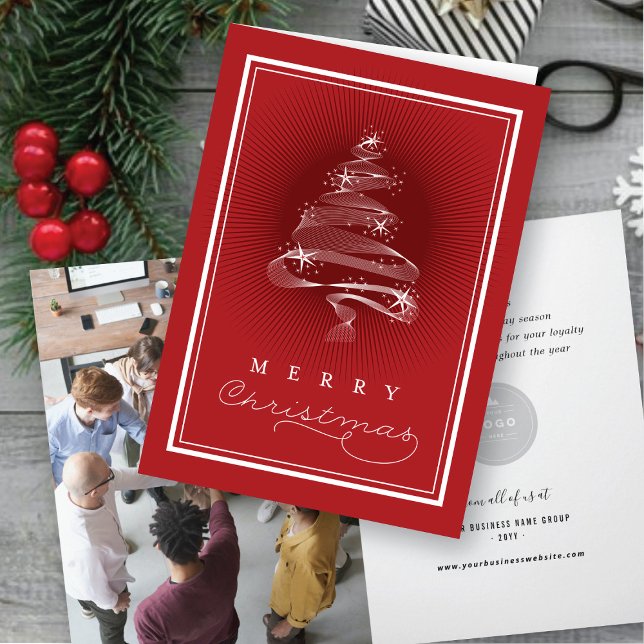 Merry Christmas Sparkling Christmas Tree Business  Holiday Card (Creator Uploaded)