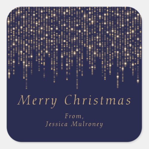 Merry Christmas Sparkly Lights Gift Wrap Sticker