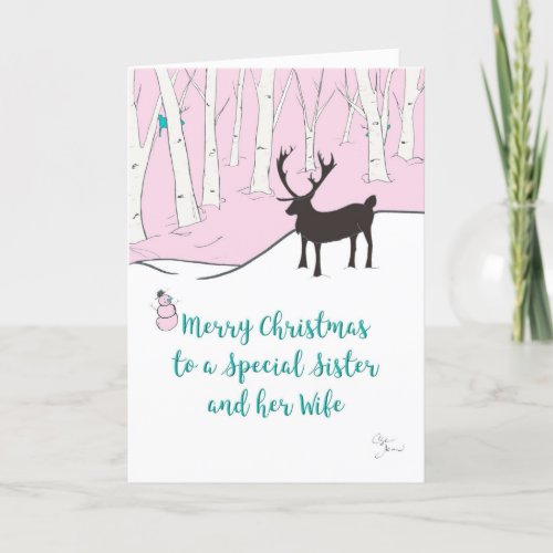 Merry Christmas Special Sistser Wife Whimsical Holiday Card