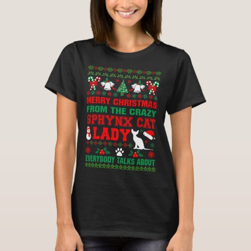 Merry Christmas Sphynx Cat Lady Ugly T_Shirt