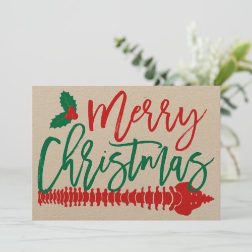 Merry Christmas Spine Holly Chiropractic Flat Card