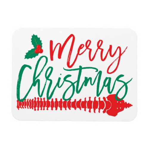 Merry Christmas Spine Holly Chiropractic Magnet