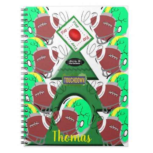 Merry Christmas Spiral Notebook Football