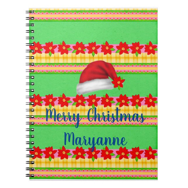Merry Christmas Spiral Notebook Santa's Hat  (Front)