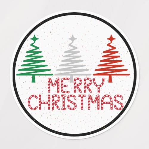 Merry Christmas Spiral Trees Labels
