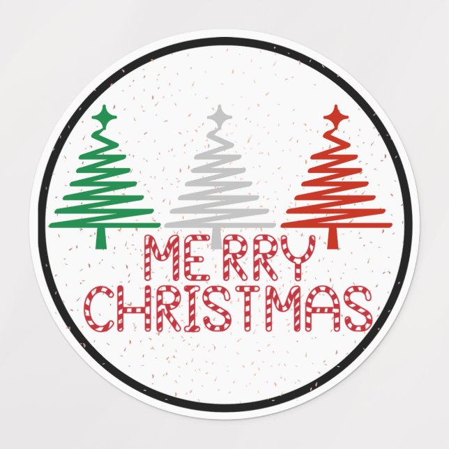 Merry Christmas Spiral Trees Labels (Design 1)