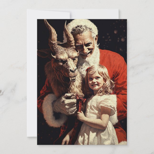 Merry Christmas Spooky Horror Devil Santa Holiday Card (Front)