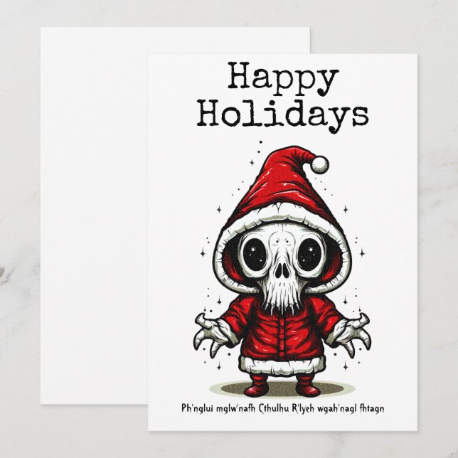 Merry Christmas Spooky Occult Cthulhu Holiday Card (Front/Back)