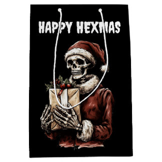 Merry Christmas Spooky Skeleton Gothic Medium Gift Bag