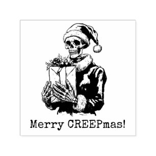 Merry Christmas Spooky Skeleton Gothic Self-inking Stamp