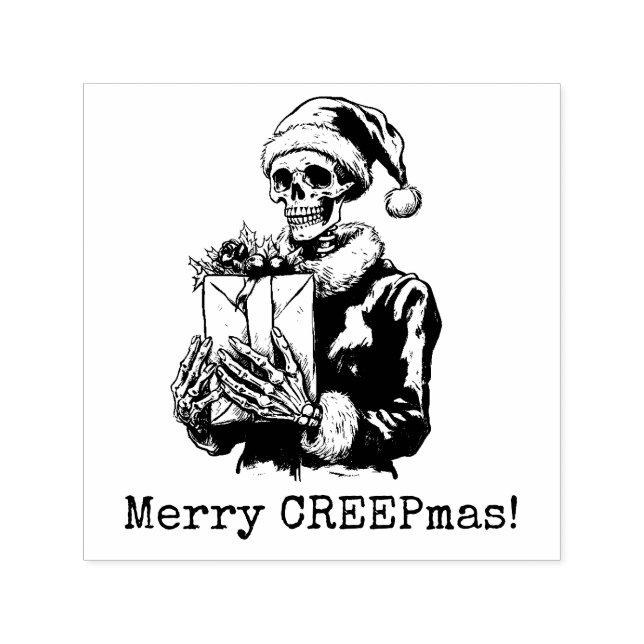 Merry Christmas Spooky Skeleton Gothic Self-inking Stamp (Design)