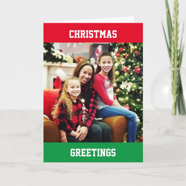 Merry Christmas Sports Vibe Family 3 Photo Kids Ho Holiday Card (Front)
