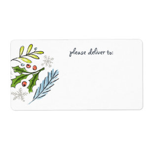 Merry Christmas Spruce Boughs Blank Label