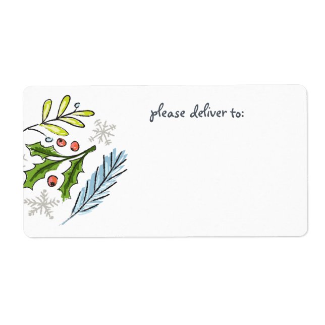 Merry Christmas Spruce Boughs Blank Label (Front)