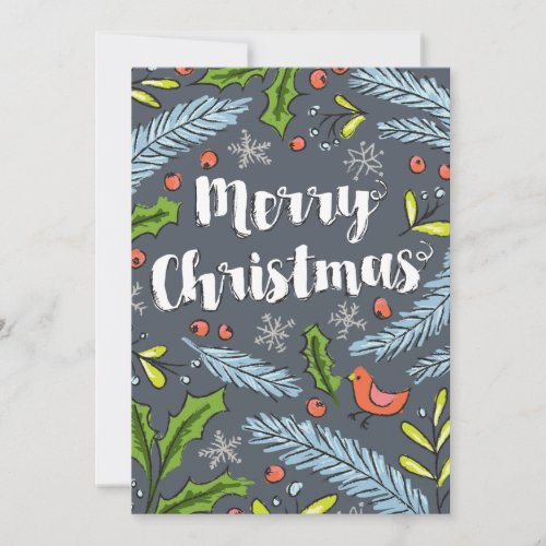 Merry Christmas Spruce Boughs Holiday Card