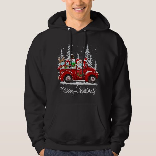 Merry Christmas Squad Santa Face Mask Red Truck Fr Hoodie