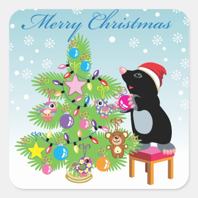 Merry Christmas Square Sticker (Front)